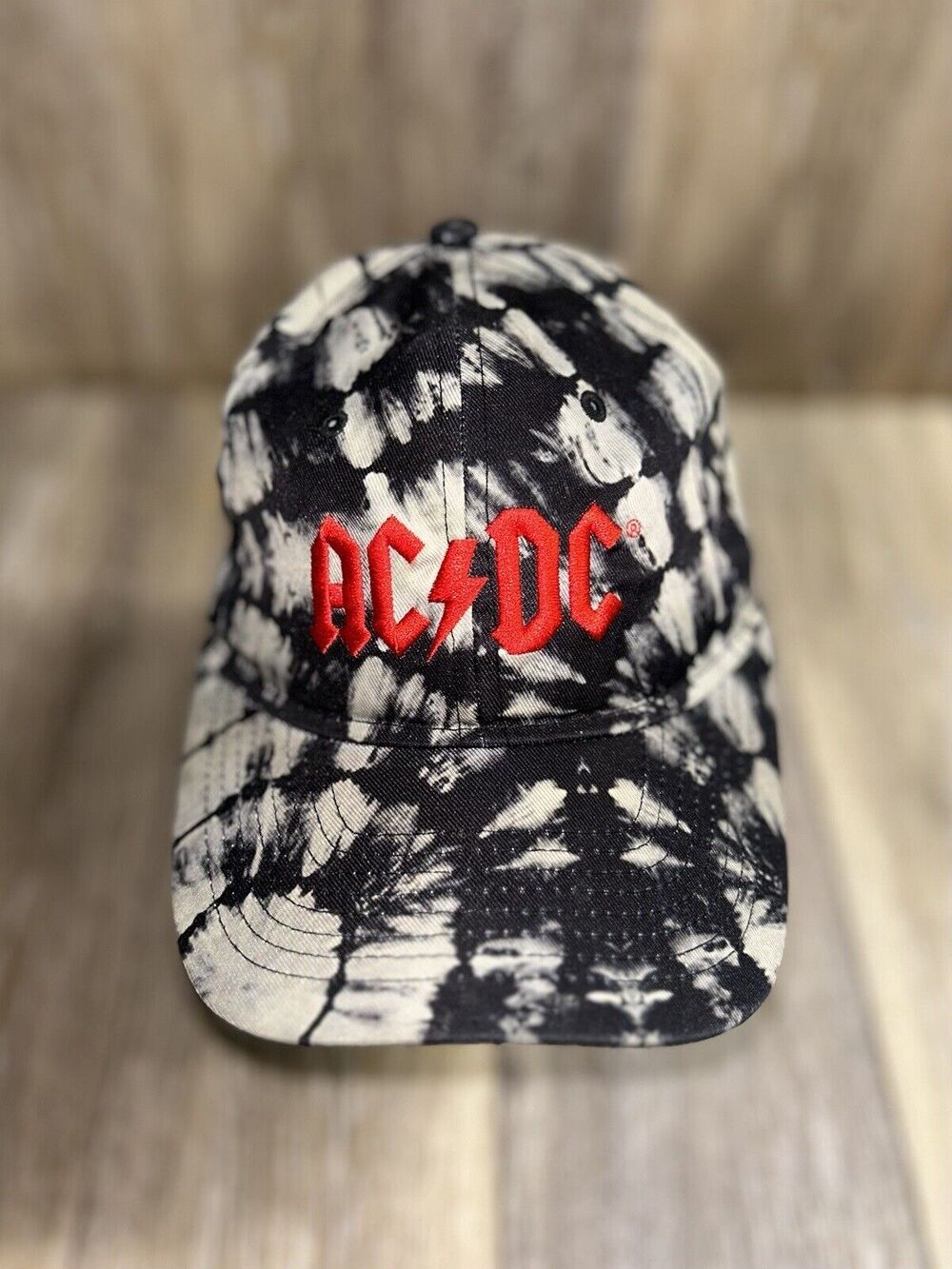 AC/DC Hat Black Gray Red Tie Dye H3 Headwear Strapback Adjustable Cap Adult
